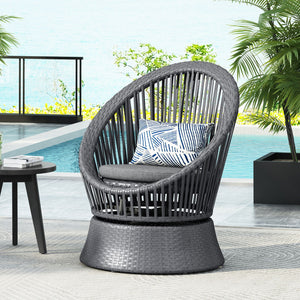 Modern Swivel Wicker Lounge Chair With Round Design - Best Buy Furniture