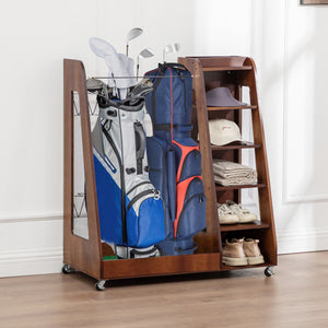 Premium Wooden Golf Bag Organizer for Garage