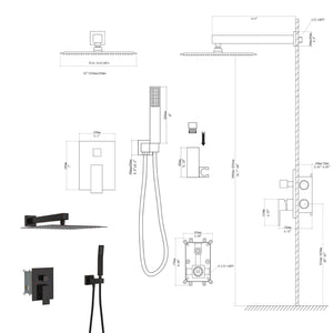 Dual Shower Head 10" Wall Mounted Square Shower System