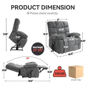 Lift Recliner Chair Heat Massage Dual Motor Infinite Position