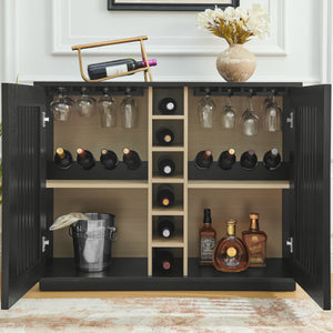 Mid Century Modern Fluted Hollowed Out Liquor Cabinet