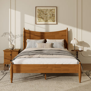 Classic Transitional Queen Size Solid Wood Platform Bed Frame