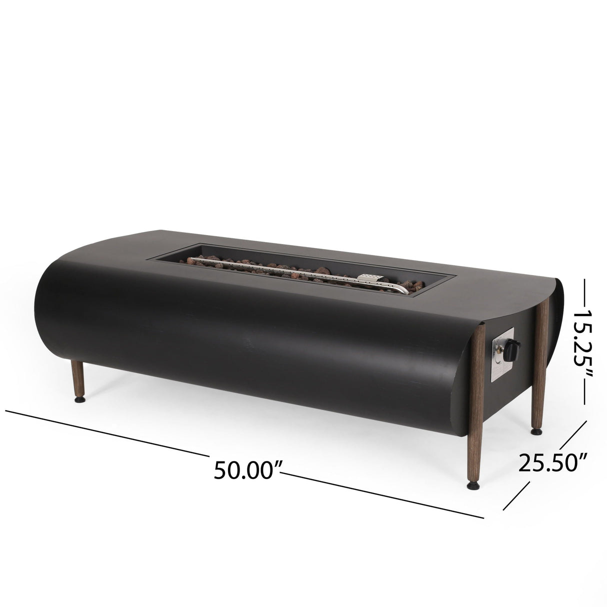 Vernon - Rectangle Fire Pit 50, 000 Btu - Dark Gray - Best Buy Furniture