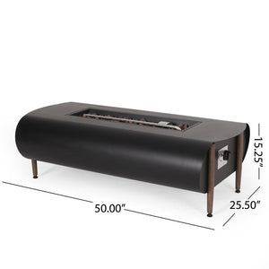 Vernon - Rectangle Fire Pit 50, 000 Btu - Dark Gray - Best Buy Furniture