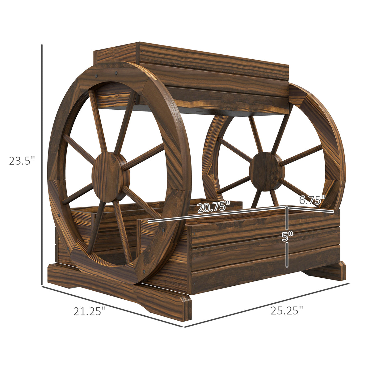 Outdoor Wooden Wagon Planter Box - 3-Tier Raised Garden Bed