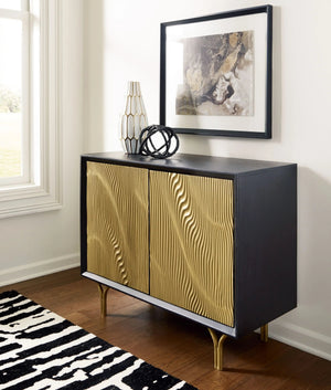 Tayner - Accent Cabinet - Black / Gold Finish - Best Buy Furniture