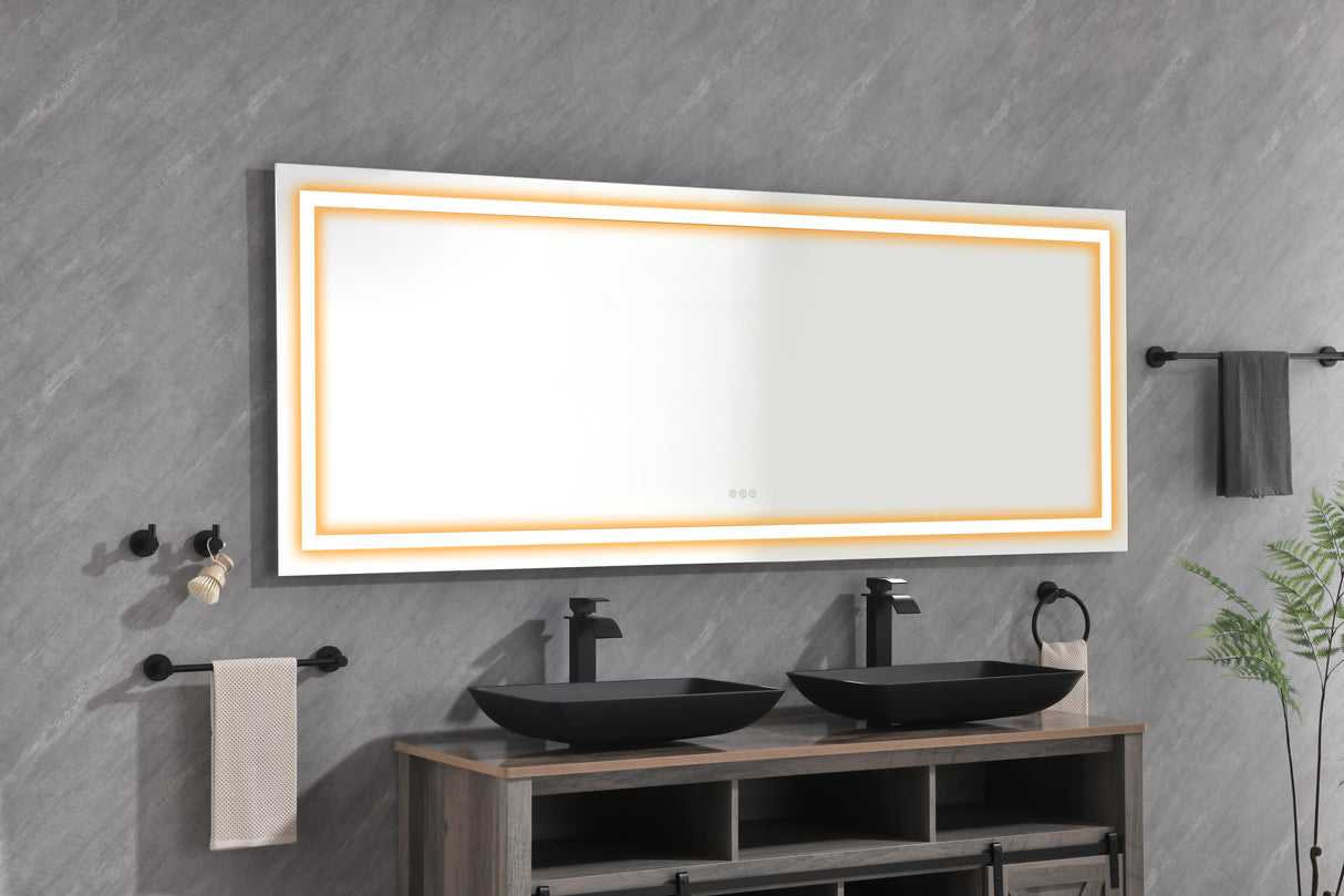 96" x 36" LED Bathroom Mirror with Front and Backlight