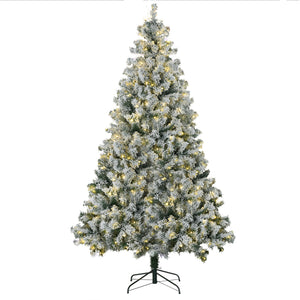 HOMCOM 7.5ft Tall Prelit Artificial Christmas Tree
