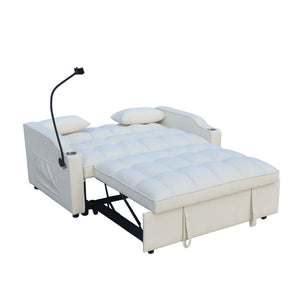 Modern Loveseat Futon Sofa With Pullout Bed, Adjustable Reclining Backrest, Toss Pillows