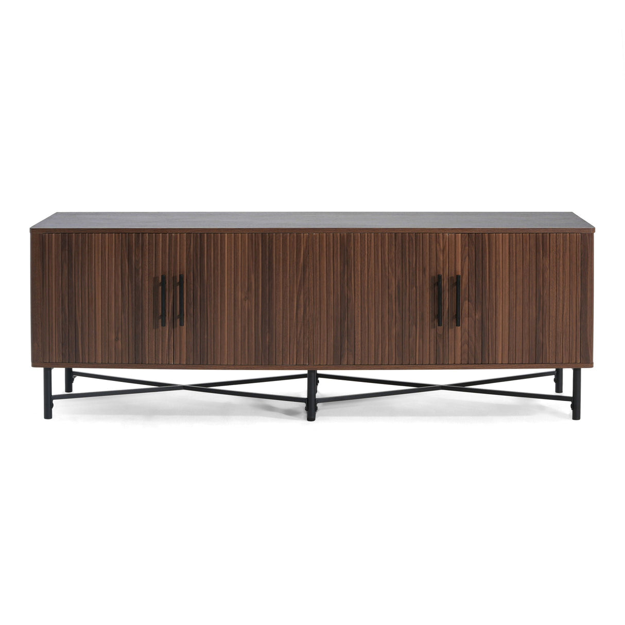 4 Door TV Cabinet with Adjustable Shelves and Storage Spaces