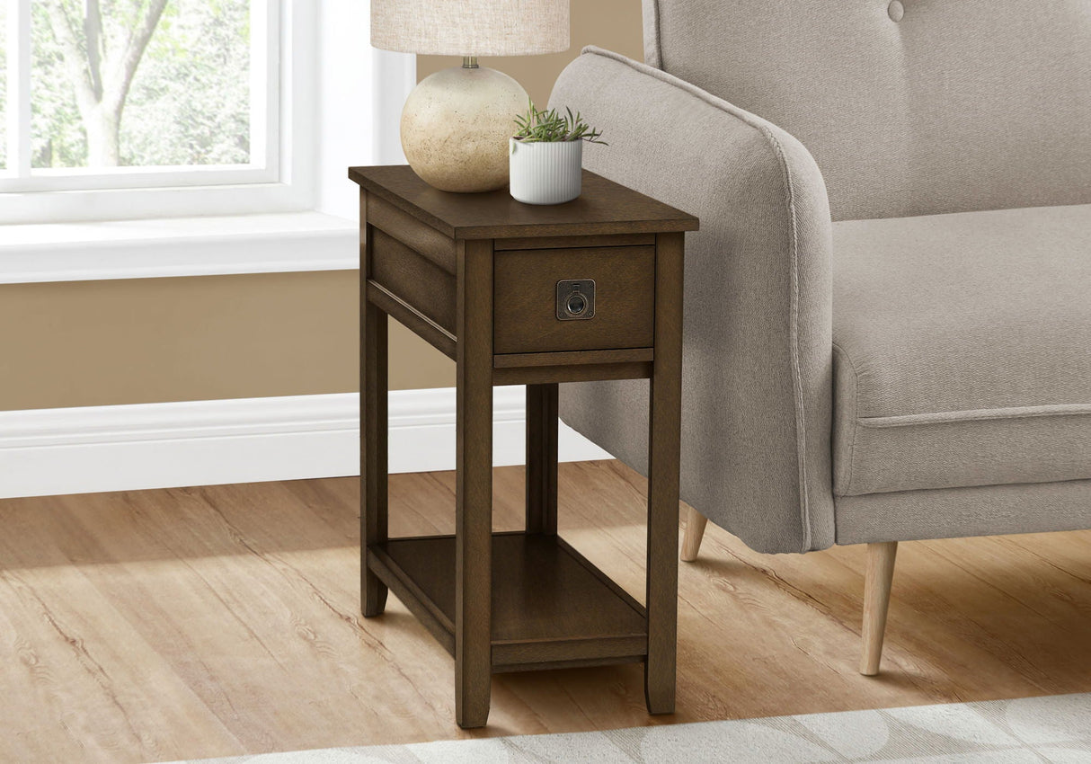 Accent End Table, 2 Tier, Narrow, Lamp, Storage Drawer, Charming Design - Best Buy Furniture