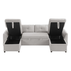 U-Shaped Sectional Sofa Bed With Storage And USB Ports