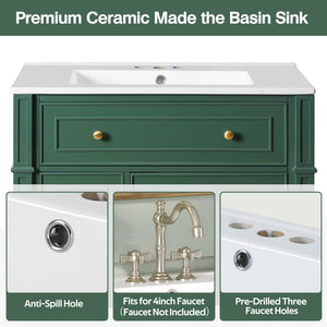 Bathroom Vanity Cabinet With Sink, Soft Close Doors With Door Organizer