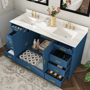 60" Solid Wood Bathroom Vanity with Double Sinks
