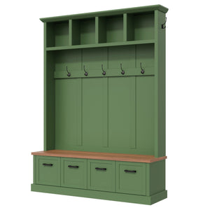 Farmhouse Hall Tree with Storage Bench - Particle Board & MDF