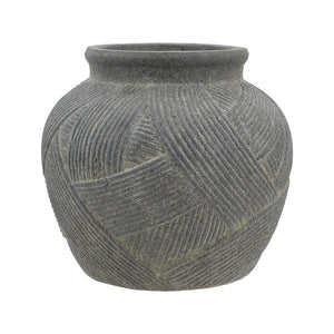 D10.2x8.9" Cross-Hatch Terracotta Vase