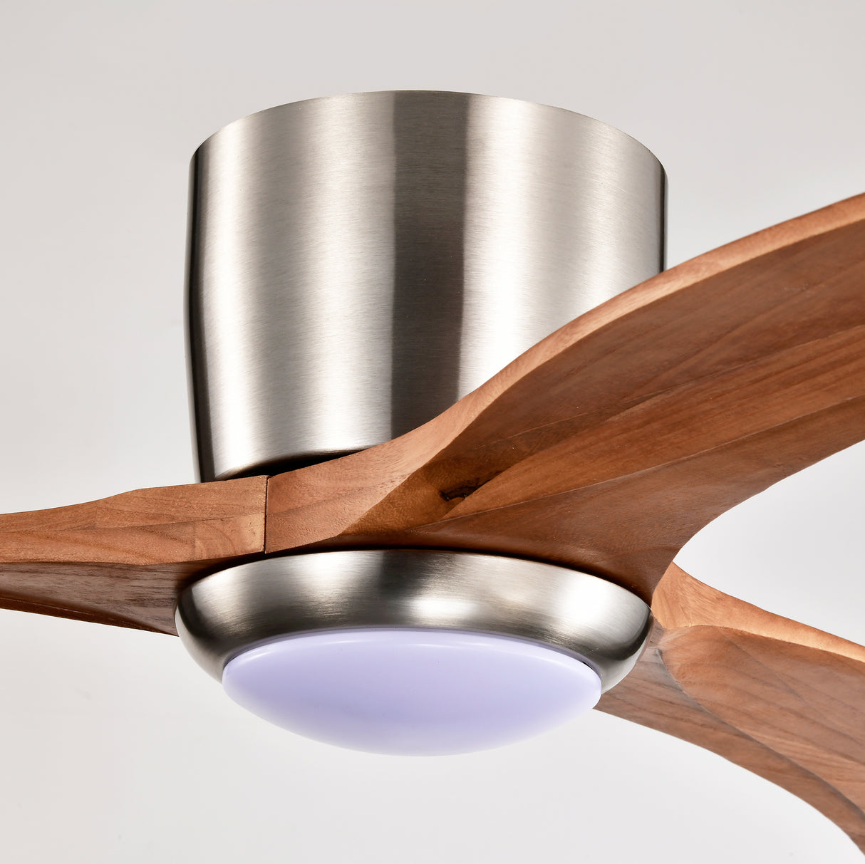 52" Flush Mount Fan Light with Solid Wood Blades and Remote Control