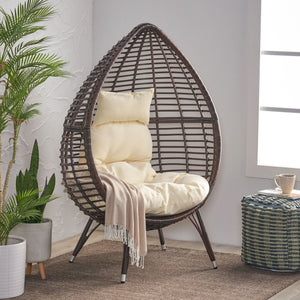 Cutter Teardrop Patio Chair With Water Resistant Cushion - Multi / Brown / Beige - Best Buy Furniture