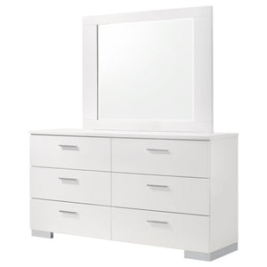 Dulcey - 6 Drawer Dresser With Mirror - Gloss White