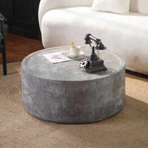 31.5" Round Coffee Table with Faux Concrete Finish