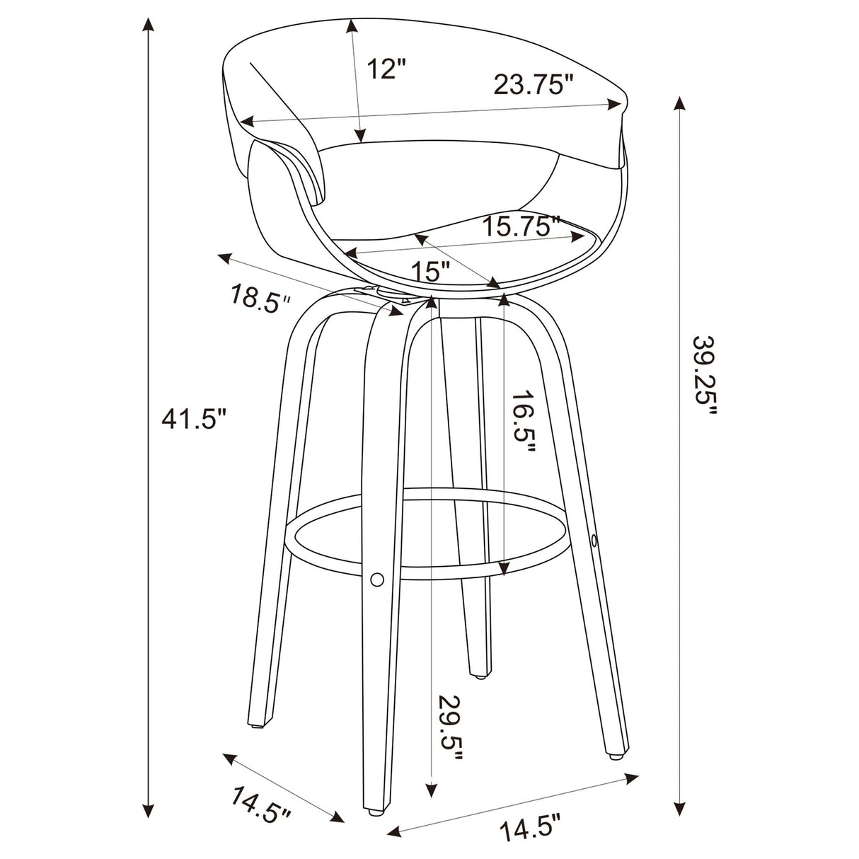 Swivel Bar Stool Elegant Design With Upholstery - Walnut