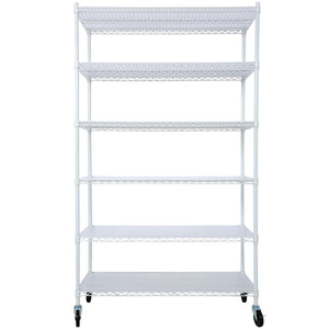 6 Tier 6000Lbs Capacity Nsf Metal Shelf Wire Shelving Unit, Heavy Duty Adjustable Storage Rack With Wheels & Shelf Liners For Commercial Grade Utility Steel Storage Rack