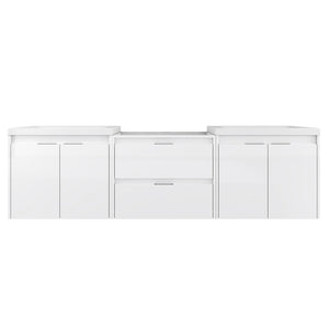 72" Bathroom Vanity With Resin Sink, Soft Close Doors, and 1-Side Cabinet