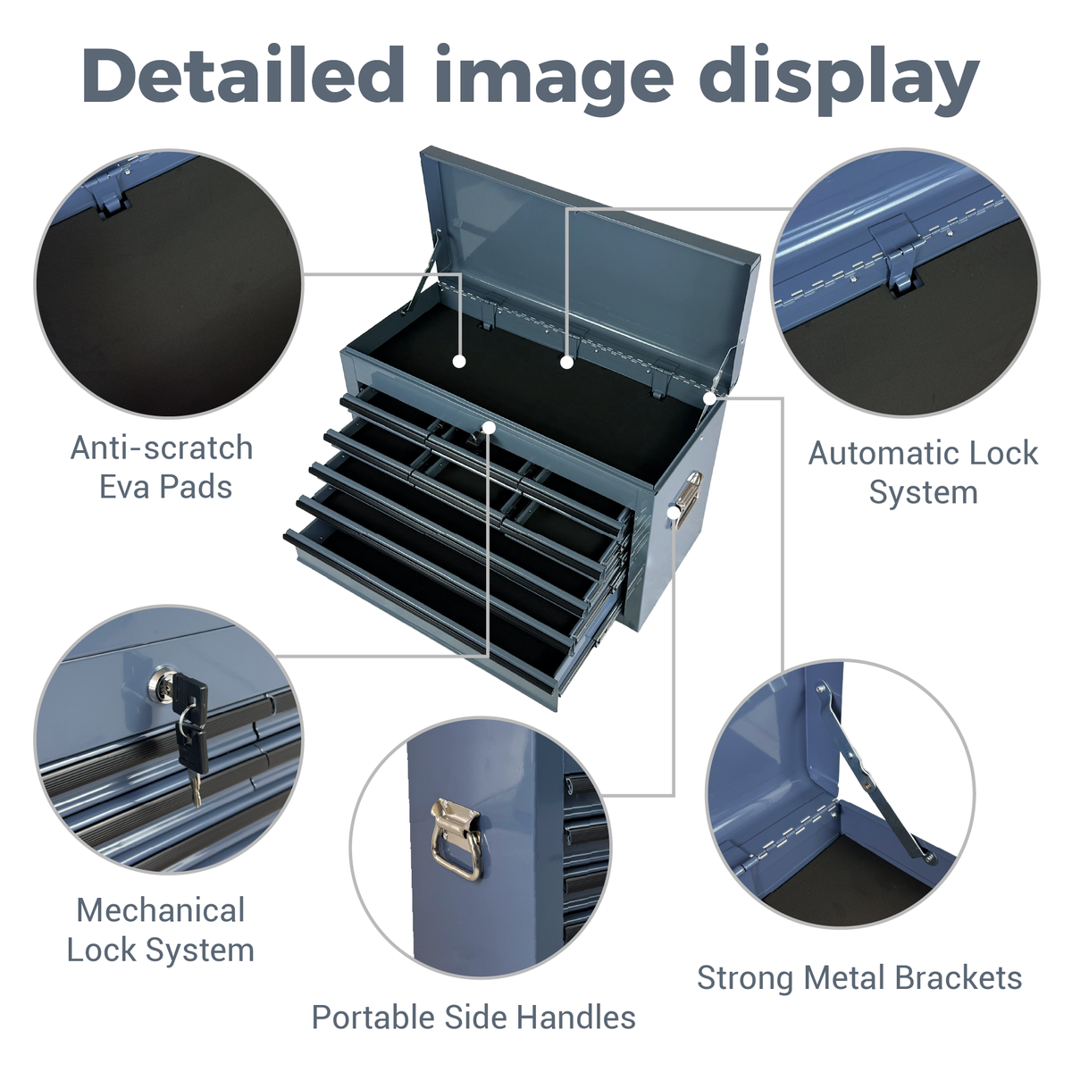 Heavy Duty Metal Tool Box - 24-inch Portable Organizer
