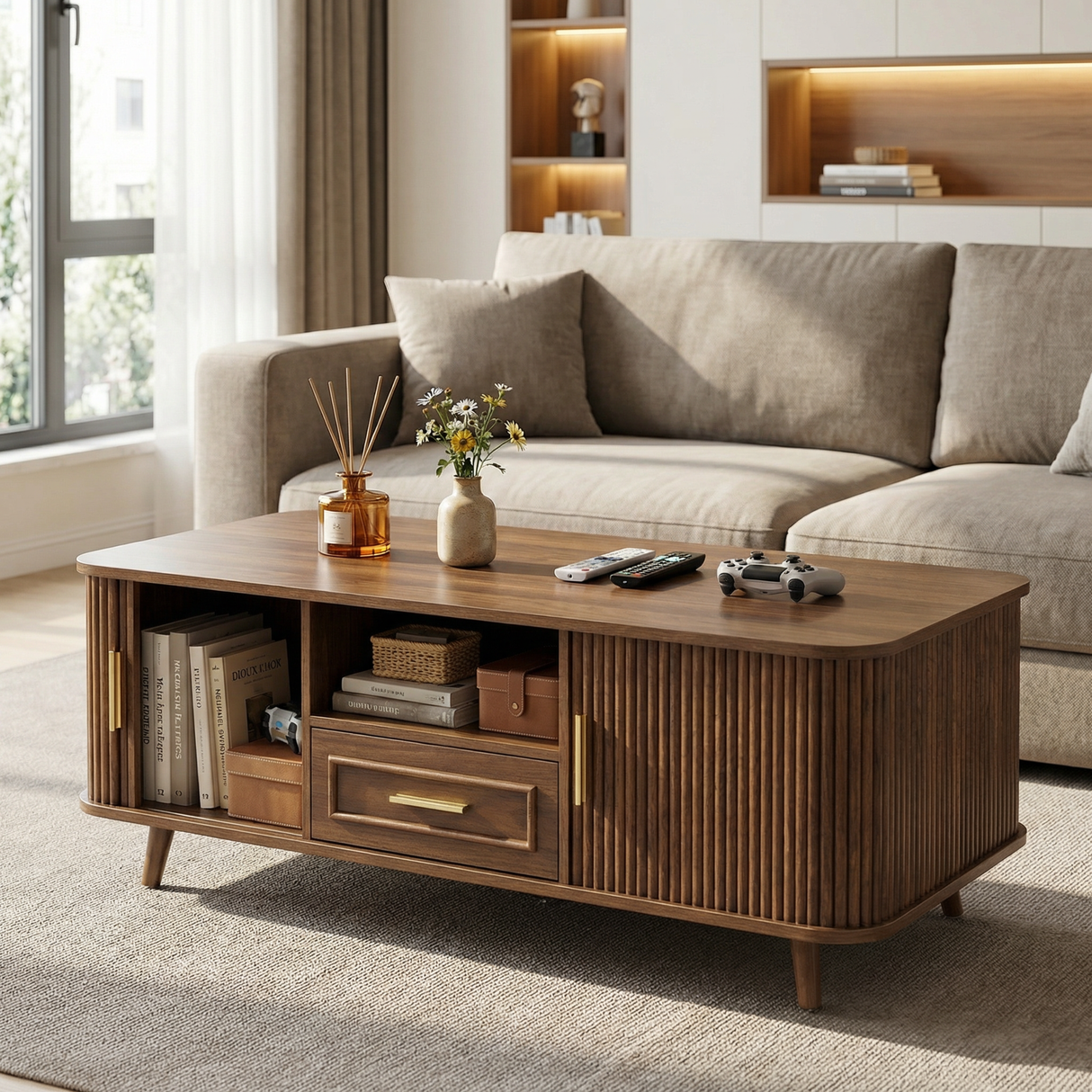 Mid-Century Modern Coffee Table with Storage