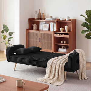 74.01 Inch Corduroy Sofa Bed with Pillows