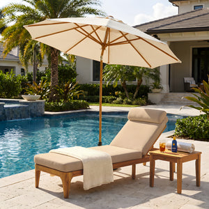 TOPMAX Acacia Wood Chaise Lounge Set of 2