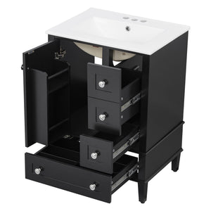 Bathroom Vanity With Integrated Basin, Soft Close Drawers, Door Mounted Double Layer Shelf