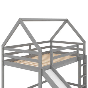 House Shape Bunk Bed With Slide And Ladder