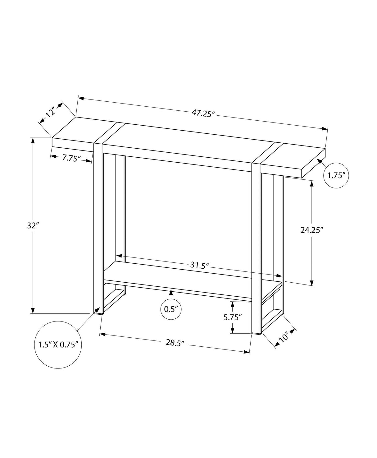 Accent Console Table For Entryway, Design Style - Best Buy Furniture