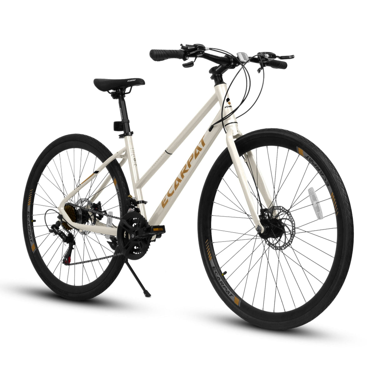 ECARPAT SPORT A28250 Road Bike with Aluminum Alloy Wheels and 21-Speed Gear System in Beige