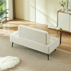 54-Inch Modern Two-Seater Velvet Sofa with Rotating Side Table