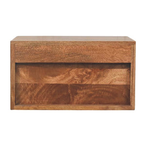 Solid Wood Arno Wall-Mounted Nightstand in Golden Teak