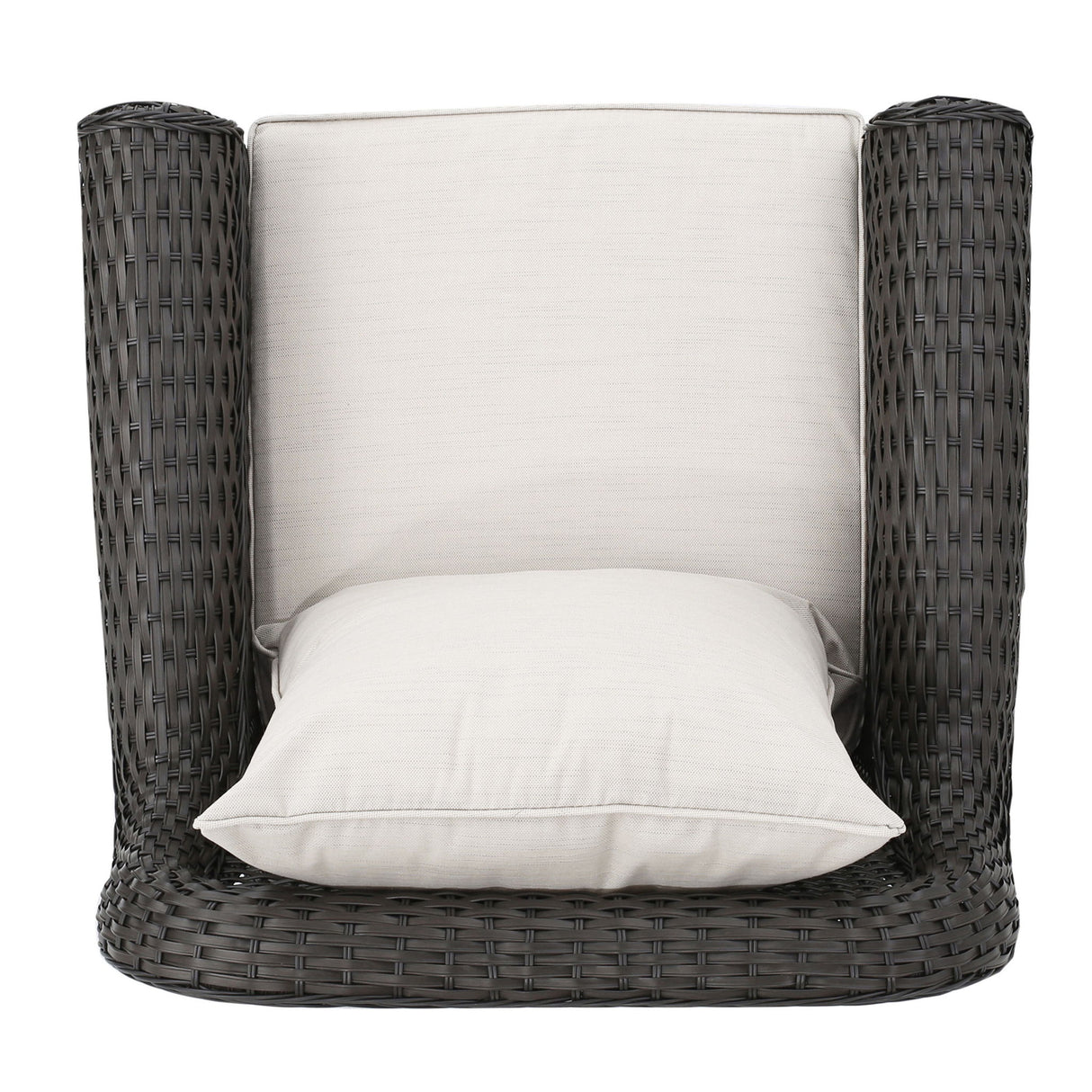 Amaya - Outdoor Swivel Rocker Chair With Water Resistant Cushions - Brown / Beige