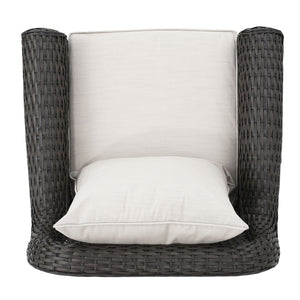 Amaya - Outdoor Swivel Rocker Chair With Water Resistant Cushions - Brown / Beige