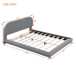 Upholstered Platform Bed With Thick Solid Frame And Stylish Curve-Shaped Design