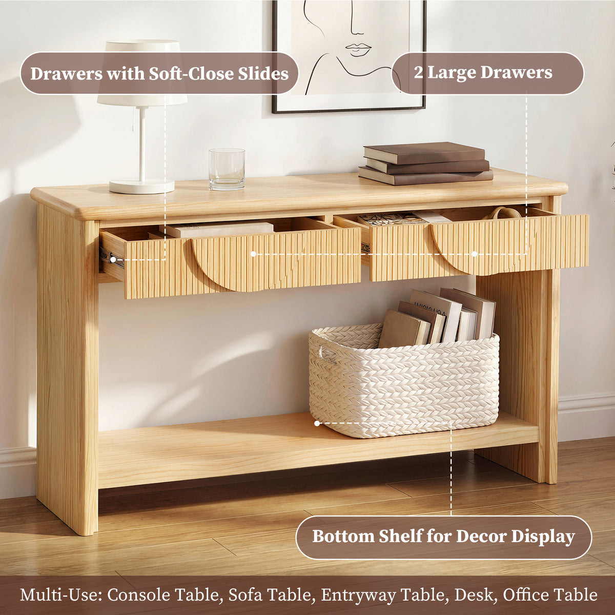 55" Fluted Console Table