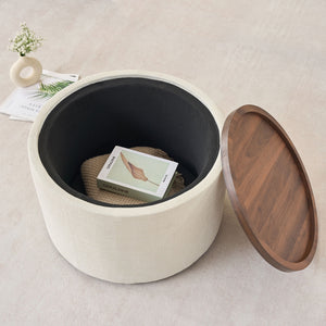 Nesting Ottomans, Round Coffee Table & Bench With Tray (Set of 2)