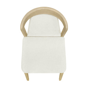 Upholstered Backrest Armless Dining Chairs (Natural Ash + Beige)