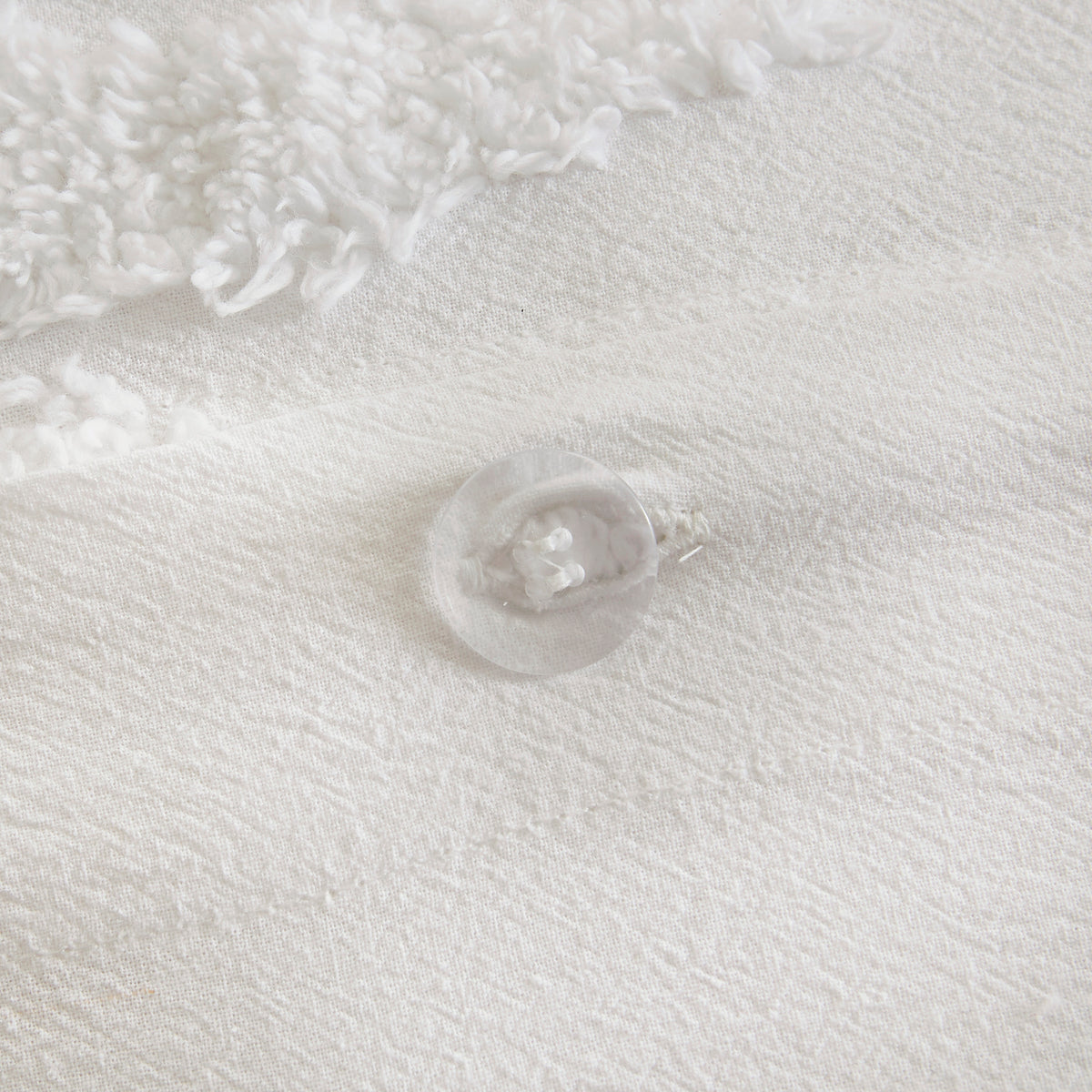 Full/Queen 3 Piece Tufted Cotton Chenille Palm Duvet Cover Set
