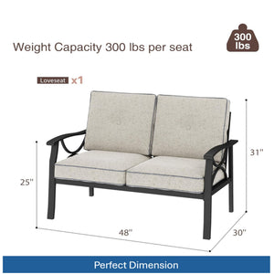 All Weather Loveseat 2 Seats Sofa With Cushions - Light Khaki / Beige