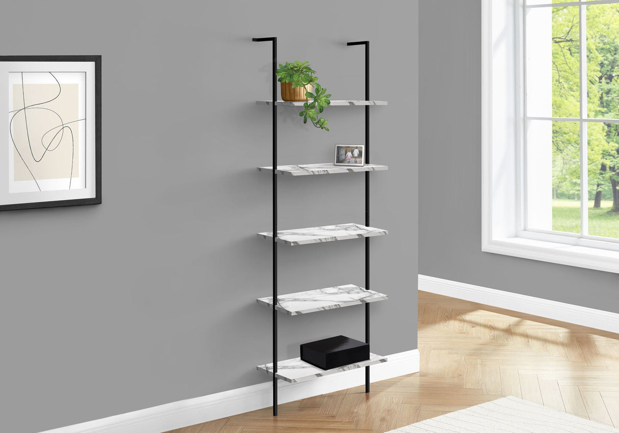 Bookshelf, Bookcase, Etagere, Ladder, 5 Tier, For Office, Marble Look Contemporary & Modern - Best Buy Furniture