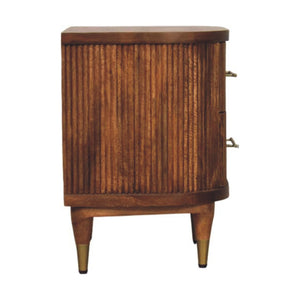 Solid Wood Ribbed Bedside Table