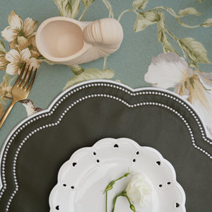 NURTURE GREEN SCALLOPED FAUX LEATHER PLACEMAT