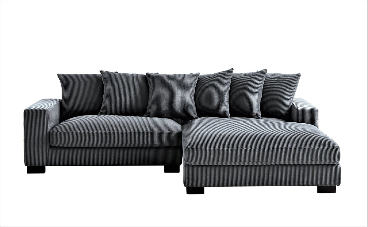 Luxe Oversized Two-Piece Right Facing Sectional Couches for Living Room, 102.4-Inch L Shaped Sofa with Chaise, Upholstered with Corduroy Fabric, Dark