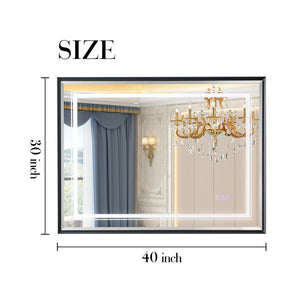 LED Bathroom Beveled Mirror, 3000 - 6000K Gradient Front And Backlit LED Mirror For Bathroom, 3 Colors Dimmable, Ip54 Enhanced Anti Fog